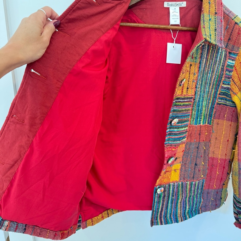 Travelsmith Jacket Boho Artsy Patchwork Plaid Col… - image 5